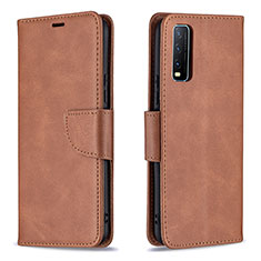 Coque Portefeuille Livre Cuir Etui Clapet B04F pour Vivo Y20s Marron