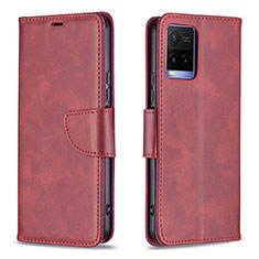 Coque Portefeuille Livre Cuir Etui Clapet B04F pour Vivo Y21 Rouge