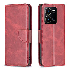 Coque Portefeuille Livre Cuir Etui Clapet B04F pour Vivo Y35 4G Rouge