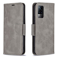 Coque Portefeuille Livre Cuir Etui Clapet B04F pour Vivo Y73 (2021) Gris