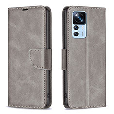 Coque Portefeuille Livre Cuir Etui Clapet B04F pour Xiaomi Mi 12T 5G Gris