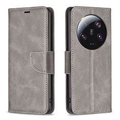 Coque Portefeuille Livre Cuir Etui Clapet B04F pour Xiaomi Mi 13 Ultra 5G Gris