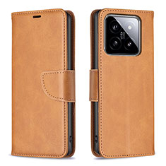 Coque Portefeuille Livre Cuir Etui Clapet B04F pour Xiaomi Mi 14 5G Brun Clair