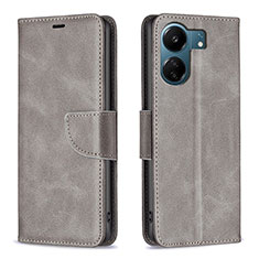 Coque Portefeuille Livre Cuir Etui Clapet B04F pour Xiaomi Poco C65 Gris