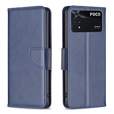 Coque Portefeuille Livre Cuir Etui Clapet B04F pour Xiaomi Poco M4 Pro 4G Bleu