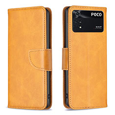 Coque Portefeuille Livre Cuir Etui Clapet B04F pour Xiaomi Poco M4 Pro 4G Brun Clair