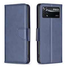 Coque Portefeuille Livre Cuir Etui Clapet B04F pour Xiaomi Poco X4 Pro 5G Bleu