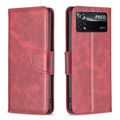 Coque Portefeuille Livre Cuir Etui Clapet B04F pour Xiaomi Poco X4 Pro 5G Rouge