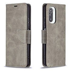 Coque Portefeuille Livre Cuir Etui Clapet B04F pour Xiaomi Redmi K40 Pro+ Plus 5G Gris