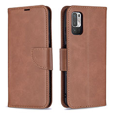 Coque Portefeuille Livre Cuir Etui Clapet B04F pour Xiaomi Redmi Note 10T 5G Marron