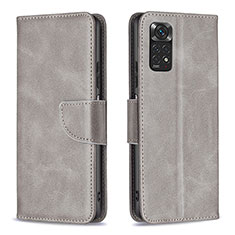 Coque Portefeuille Livre Cuir Etui Clapet B04F pour Xiaomi Redmi Note 11 4G (2022) Gris