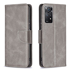 Coque Portefeuille Livre Cuir Etui Clapet B04F pour Xiaomi Redmi Note 11 Pro 4G Gris