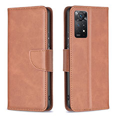 Coque Portefeuille Livre Cuir Etui Clapet B04F pour Xiaomi Redmi Note 11 Pro 4G Marron