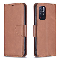 Coque Portefeuille Livre Cuir Etui Clapet B04F pour Xiaomi Redmi Note 11S 5G Marron