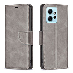 Coque Portefeuille Livre Cuir Etui Clapet B04F pour Xiaomi Redmi Note 12 4G Gris