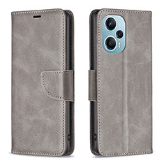 Coque Portefeuille Livre Cuir Etui Clapet B04F pour Xiaomi Redmi Note 12 Turbo 5G Gris