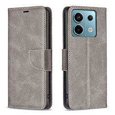 Coque Portefeuille Livre Cuir Etui Clapet B04F pour Xiaomi Redmi Note 13 Pro 5G Gris