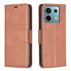 Coque Portefeuille Livre Cuir Etui Clapet B04F pour Xiaomi Redmi Note 13 Pro 5G Marron