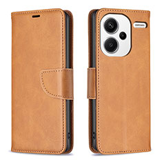 Coque Portefeuille Livre Cuir Etui Clapet B04F pour Xiaomi Redmi Note 13 Pro+ Plus 5G Brun Clair