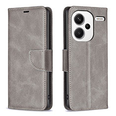 Coque Portefeuille Livre Cuir Etui Clapet B04F pour Xiaomi Redmi Note 13 Pro+ Plus 5G Gris