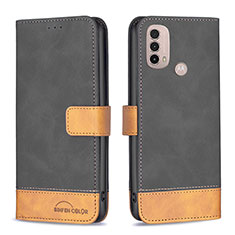 Coque Portefeuille Livre Cuir Etui Clapet B05F pour Motorola Moto E30 Noir