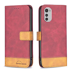 Coque Portefeuille Livre Cuir Etui Clapet B05F pour Motorola Moto E32 Rouge