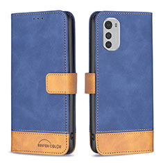 Coque Portefeuille Livre Cuir Etui Clapet B05F pour Motorola Moto E32s Bleu
