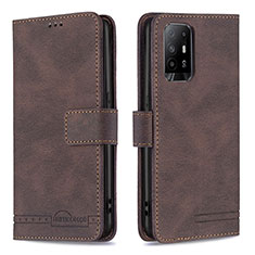 Coque Portefeuille Livre Cuir Etui Clapet B05F pour Oppo F19 Pro+ Plus 5G Marron