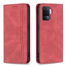 Coque Portefeuille Livre Cuir Etui Clapet B05F pour Oppo F19 Pro Rouge