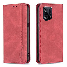 Coque Portefeuille Livre Cuir Etui Clapet B05F pour Oppo Find X5 5G Rouge