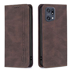 Coque Portefeuille Livre Cuir Etui Clapet B05F pour Oppo Find X5 Pro 5G Marron