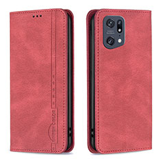 Coque Portefeuille Livre Cuir Etui Clapet B05F pour Oppo Find X5 Pro 5G Rouge