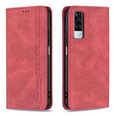 Coque Portefeuille Livre Cuir Etui Clapet B05F pour Vivo Y31 (2021) Rouge