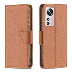 Coque Portefeuille Livre Cuir Etui Clapet B05F pour Xiaomi Mi 12 5G Marron