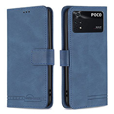 Coque Portefeuille Livre Cuir Etui Clapet B05F pour Xiaomi Poco M4 Pro 4G Bleu