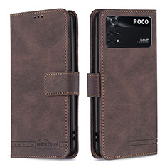 Coque Portefeuille Livre Cuir Etui Clapet B05F pour Xiaomi Poco M4 Pro 4G Marron