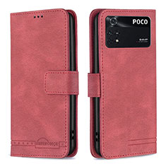 Coque Portefeuille Livre Cuir Etui Clapet B05F pour Xiaomi Poco M4 Pro 4G Rouge