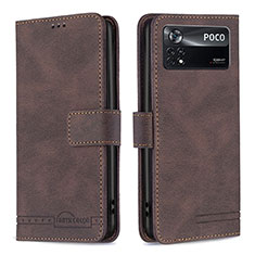 Coque Portefeuille Livre Cuir Etui Clapet B05F pour Xiaomi Poco X4 Pro 5G Marron