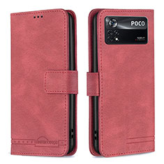 Coque Portefeuille Livre Cuir Etui Clapet B05F pour Xiaomi Poco X4 Pro 5G Rouge