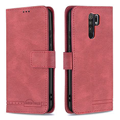 Coque Portefeuille Livre Cuir Etui Clapet B05F pour Xiaomi Redmi 9 Prime India Rouge