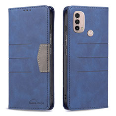 Coque Portefeuille Livre Cuir Etui Clapet B06F pour Motorola Moto E30 Bleu