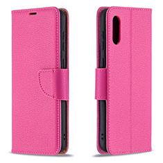 Coque Portefeuille Livre Cuir Etui Clapet B06F pour Samsung Galaxy A02 Rose Rouge