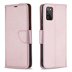 Coque Portefeuille Livre Cuir Etui Clapet B06F pour Samsung Galaxy A03s Or Rose