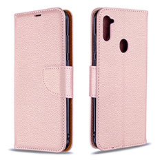 Coque Portefeuille Livre Cuir Etui Clapet B06F pour Samsung Galaxy A11 Or Rose