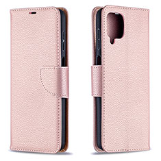 Coque Portefeuille Livre Cuir Etui Clapet B06F pour Samsung Galaxy A12 5G Or Rose