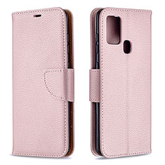 Coque Portefeuille Livre Cuir Etui Clapet B06F pour Samsung Galaxy A21s Or Rose