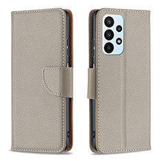 Coque Portefeuille Livre Cuir Etui Clapet B06F pour Samsung Galaxy A23 4G Gris