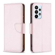 Coque Portefeuille Livre Cuir Etui Clapet B06F pour Samsung Galaxy A23 4G Or Rose