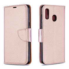 Coque Portefeuille Livre Cuir Etui Clapet B06F pour Samsung Galaxy A30 Or Rose