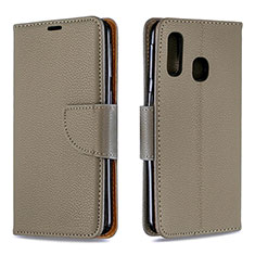 Coque Portefeuille Livre Cuir Etui Clapet B06F pour Samsung Galaxy A40 Gris